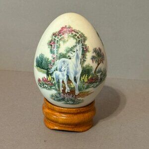 Vintage Unicorn Figurine Faberge Egg Princeton Gallery Pegasus 1993 Mothers Day